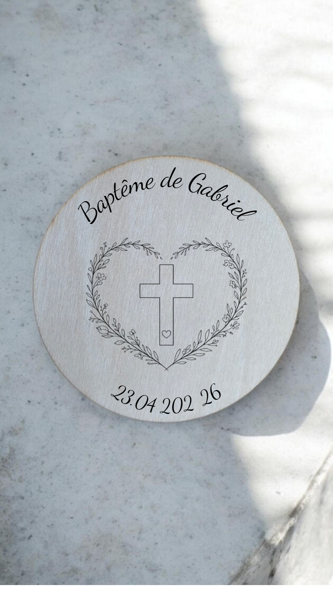 Magnets disque en bois| Baptême