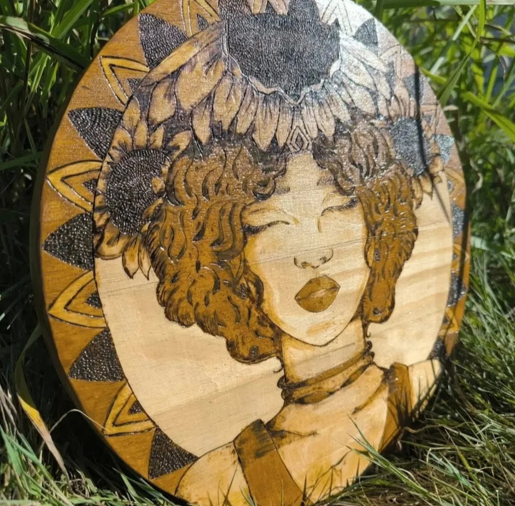Plateau décoratif | La femme aux tournesols