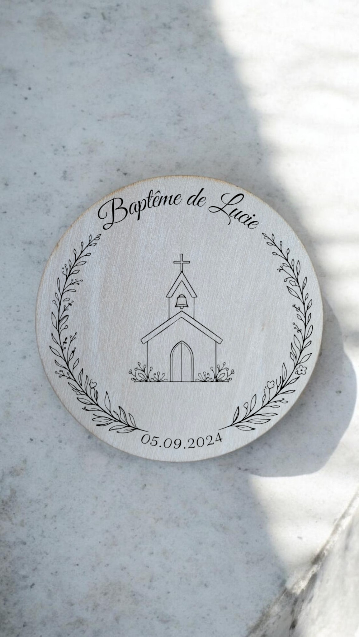 Magnets disque en bois| Baptême